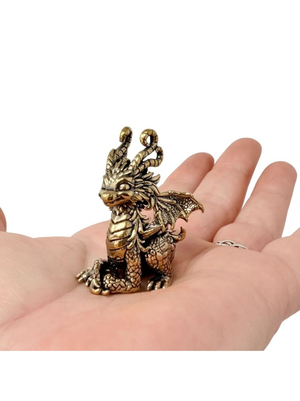 Brass Dragon Spirit Animal Figurine Power Protection Luck Altar Totem